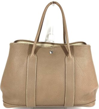 Herm&egrave;s Beige Etoupe Gray Negonda Leather Handbag Shoulder Bag Tote Bag (Pre-Owned)