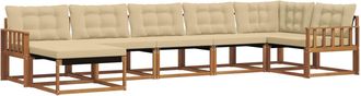 vidaXL Conjunto De Sof&aacute;s De Exterior 7 Uds. Natural Y Beige Vidaxl