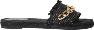 Ga&euml;lle Paris Zwarte Rafia Ketting Logo Vrouwen - Dames - Sandalen - Zwart - 37 EU - Schoenen