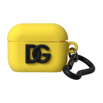 Dolce & Gabbana Phone Accessories, female, Yellow, Size: ONE SIZE Embossed Airpods Case Yellow Rubber