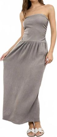 La Made Lulu Strapless Gauze Dress In Grey