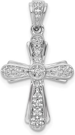 Diamond2Deal 14k White Gold 1/10 Ct Round Diamond Cross Charm Pendant