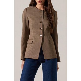 ASTR the Label Bellemere Houndstooth Jacket in Brown Houndstooth at Nordstrom Rack, Size Medium