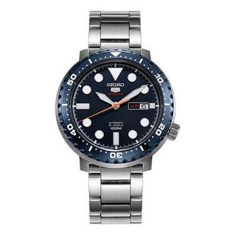 Seiko Mens SEIKO No. 5 Small Steel strip Automatic Mechanical Watch Blue SRPC63J1