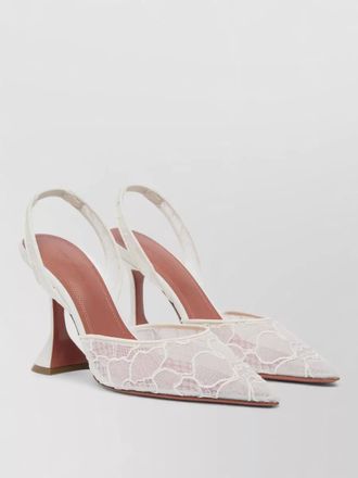 Amina Muaddi lace slingback pumps 95mm pointed toe