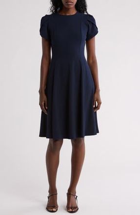 Calvin Klein Tulip Sleeve Fit & Flare Dress in Indigo at Nordstrom Rack, Size 10