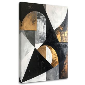 Feeby Cuadro Sobre Lienzo, Abstracci&oacute;n Textura Figuras Geom&eacute;tricas Negro, 80x120