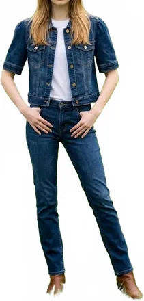 Tribal Denim Elbow Sleeve Jacket In Blue