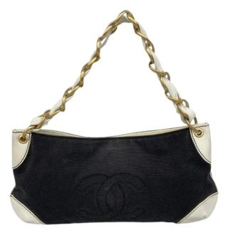 Chanel Pre-owned Shoulder Bags, female, Black, Size: ONE SIZE Pre-owned Vintage Canvas Shoulder Bag