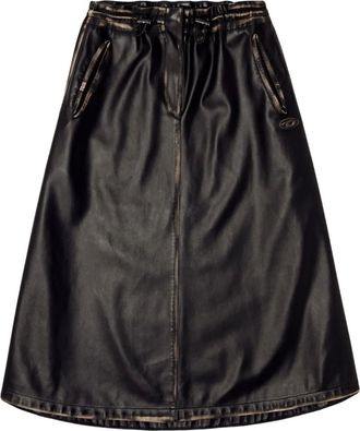 Diesel Gonna midi O-Blivion con vita elasticizzata - Nero