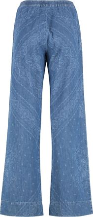 Pinko Womens Namibia Printed Cotton Trousers Denim Wide-Leg