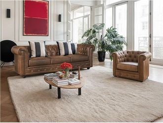 Vente-Unique Poltrona CHESTERFIELD in microfibra aspetto cuoio invecchiato