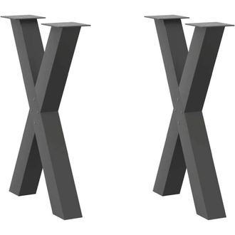 vidaXL Patas Para Mesa De Comedor En Forma De X (2 Unidades), Antracita, 60 X (72-73) Cm, Acero Vidaxl