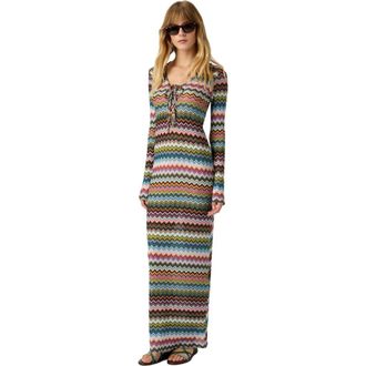 Missoni Long Cover-up In Lam&eacute; Viscose With Pixel-effect Zigzag Pattern in Black & Multicoloured at Nordstrom, Size 40 It