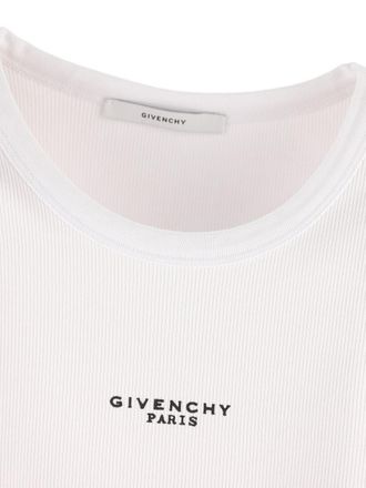 Givenchy Logo-Embroidered Ribbed Cotton Tank Top - White