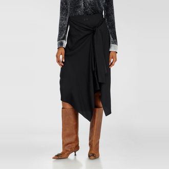 Diesel Skirt in fluid cupro with front knot - Skirts - Woman - Black