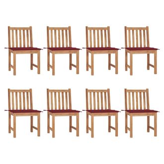 vidaXL Sillas De Jard&iacute;n 8 Unidades Madera De Teca Con Cojines Vidaxl