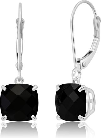 MAX + STONE Solid 14k Yellow or White Gold 8mm Cushion Cut Dangle Gemstone Earrings