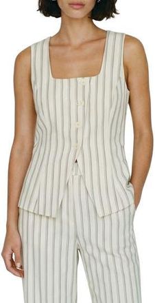 Vero Moda Miona Stripe Waistcoat in Snow White Stripes W at Nordstrom Rack, Size 10 Us / 42 Eu