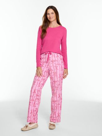Talbots Plus Size - Cotton Flannel Pajama Set - Ribbons & Bows - Very Berry - 1X Talbots