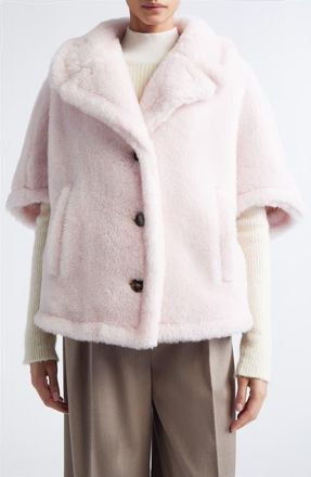 Max Mara Corvino Alpaca, Virgin Wool & Silk Cape in Beige Pink at Nordstrom, Size Small