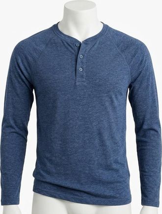 Faherty Cloud Long-Sleeve Henley In Navy Heather