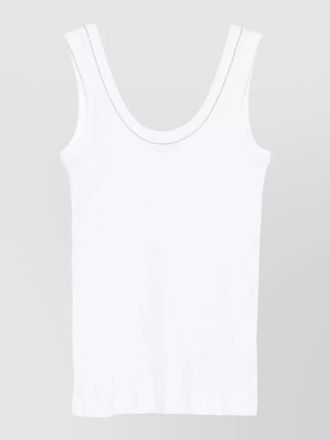 Brunello Cucinelli scoop neck sleeveless top contrast stitching