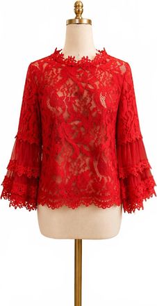 For Her Womens Lace And Grace Top In Red