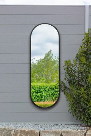 MirrorOutlet Black Metal Framed Double Arched Garden Wall Mirror (160 X 55CM) | Size: 1 Pack