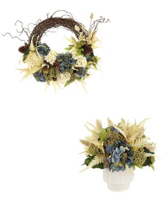 Creative Displays Inc. Contemporary Hydrangea Fall Wreath & Floral Arrangement Bundle