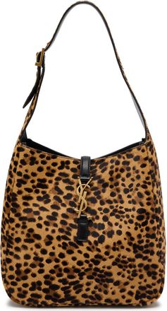 Saint Laurent Le 5 &agrave; 7 Small Animal-print Calf-hair Hobo bag - Leopard - One Size