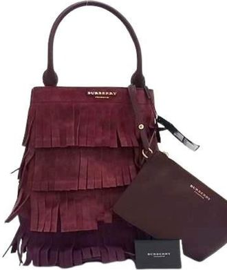 Burberry Bordeaux Suede Leather Handbag Shoulder Bag Tote Bag (Pre-Owned)
