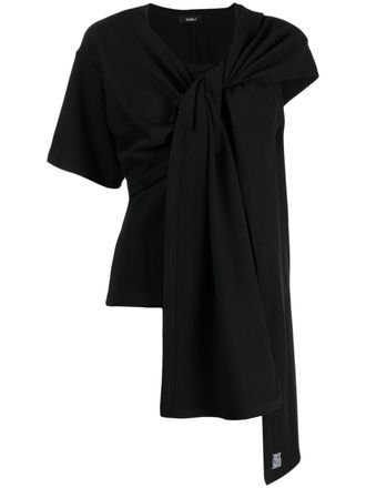 GOEN.J asymmetric knot-detail T-Shirt - Black