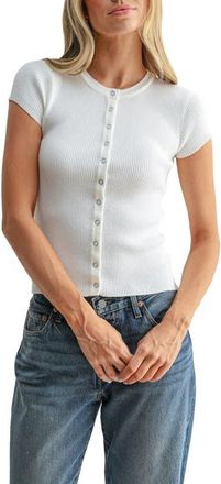 All in Favor Cap Sleeve Rib Knit Cardigan Top in Ivory at Nordstrom, Size Xx-Small