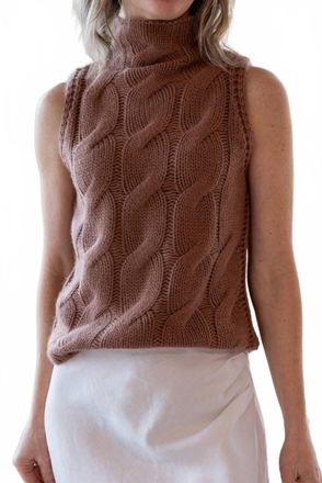 Sablyn Salvia Sleeveless Turtleneck Top In Sand