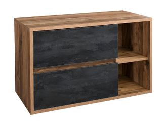Vente-Unique Mueble de ba&ntilde;o suspendido color natural y antracita - 100 cm - TIKITIKI