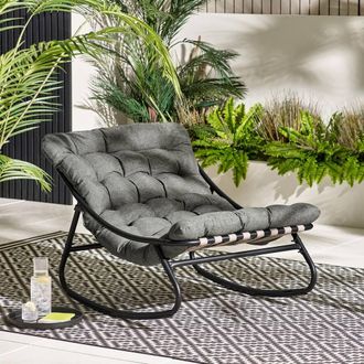 Furniturebox Hydra Metal Outdoor Garden Rocking Chair in Grey