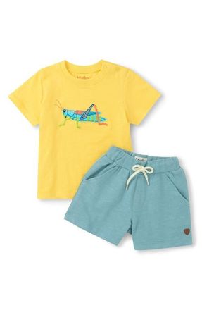 Hatley Kids Grasshopper Appliqu&eacute; T-Shirt & Shorts Set in Yellow at Nordstrom, Size 18-24M