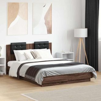 vidaXL Vidaxl - Cama Con Cabecero Madera De Ingenier&iacute;a Marr&oacute;n Roble 120x190 Cm