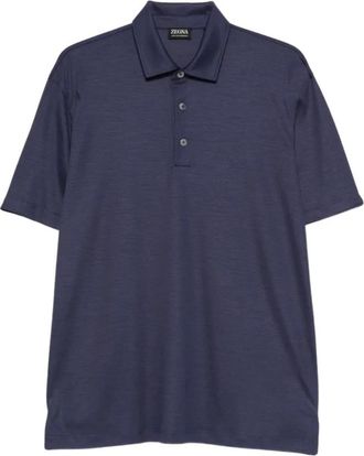 Ermenegildo Zegna Geknoopte Wol Polo - Heren - Polos - Blauw - 3XL - Wol - Tops