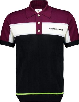 Casablanca Stripe Merino Knit Polo - Heren - Polos - Veelkleurig - M - Wol - Tops