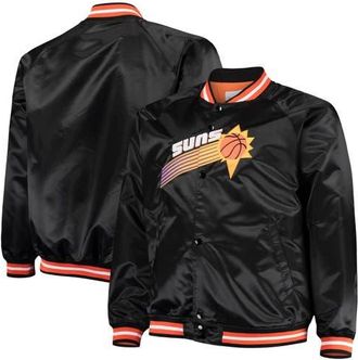 Mitchell & Ness Mens Mitchell & Ness Black Phoenix Suns Big & Tall Hardwood Classics Raglan Satin Full-Snap Jacket at Nordstrom, Size Xx-Large