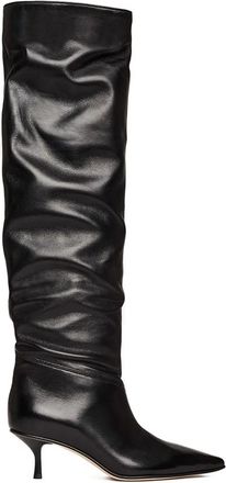 Scarosso Barbara pointed-toe ruched boots - women - Calf Leather/Calf Leather/Calf Leather - 38.5 - Black