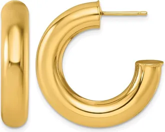 Diamond2Deal 14K Yellow Gold Polished Small Hollow C-Hoop Earrings