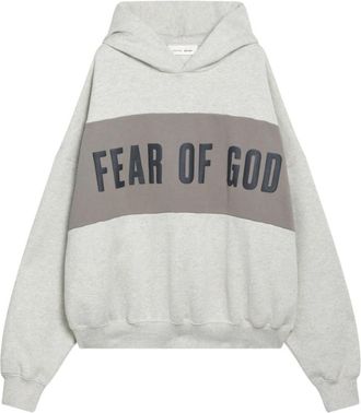 Fear of God Cropped Relaxed Panelled Hoodie - Heren - Hoodies - Grijs - 2XL - Katoen - Hoodies & sweatvesten
