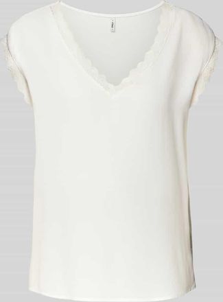Only Loose Fit Blusentop mit Spitzenbesatz Modell JASMINA in Offwhite, Größe XS
