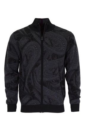 Lords of Harlech Frederick Merino Wool Full Zip Cardigan in Badalona Charcoal at Nordstrom, Size Xx-Large