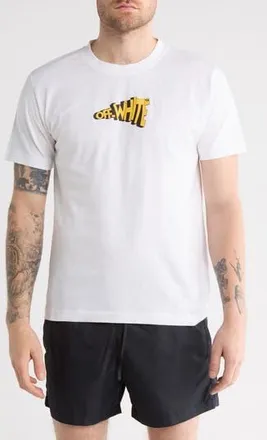 Off-white Slim Fit Cartoon Arrow Logo Cotton Graphic T-Shirt in White And Yellow at Nordstrom Rack, Size Small