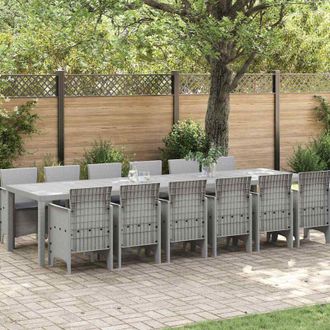 vidaXL Garden Dining Set 13 pcs Light Grey Polt rattan Vidaxl