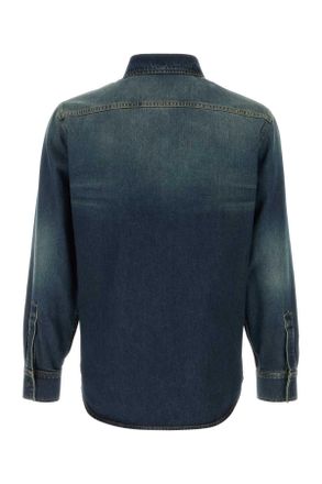 Gucci Mens Denim Shirt Blue Exterior: Cotton Camicie